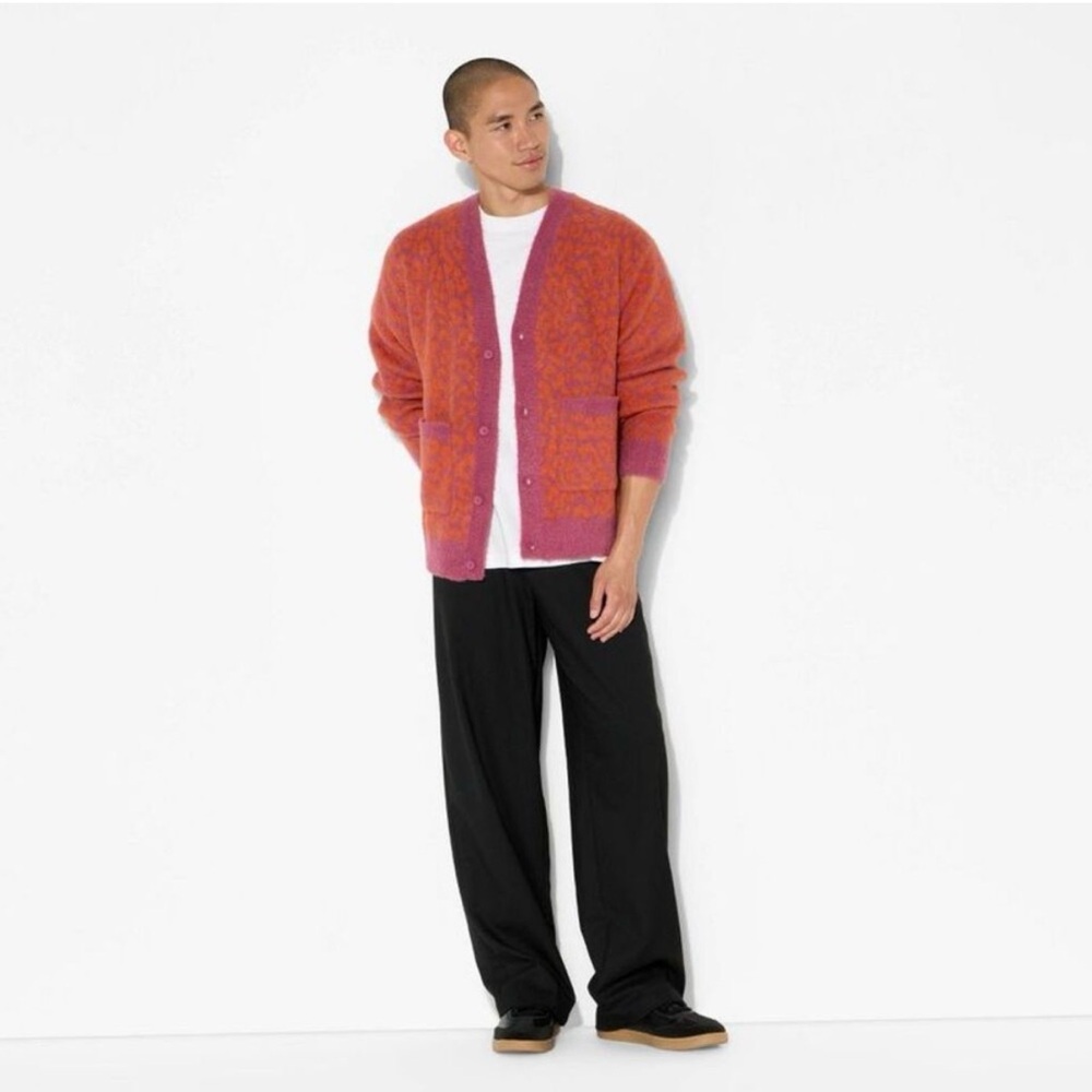 Men’s Pink and Orange Button Up Cardigan